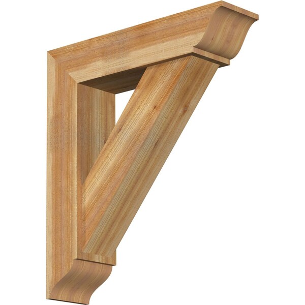 Ekena Millwork Traditional Traditional Rough Sawn Bracket w/ Offset Brace, Western Red Cedar, 8"W x 32"D x 36"H BKT0806X32X36TRA01RWR - main